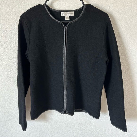 Casual Corner Jackets & Blazers - Vintage Casual Corner Conservative, Business Casual, Black 100% Wool Zip Jacket